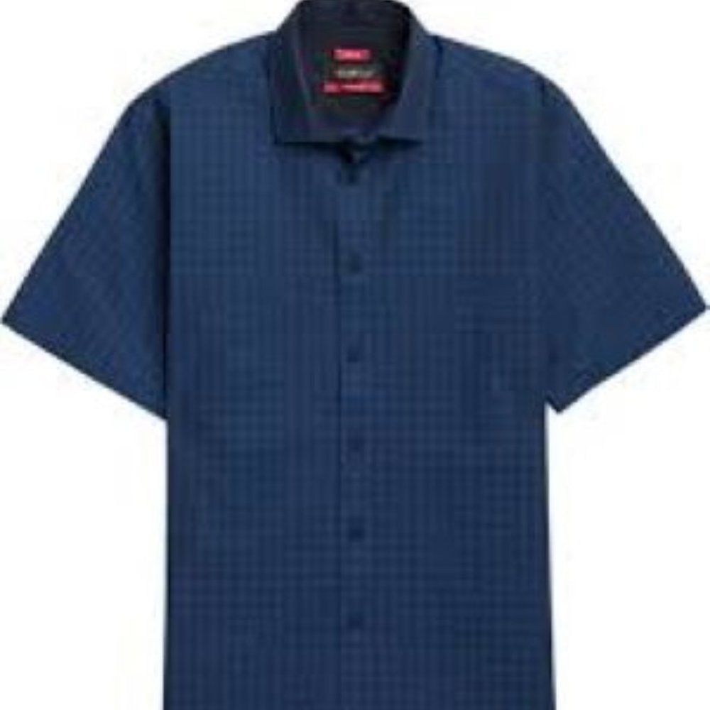 Kenneth Cole Awear-Tech Blue Short Sleeve Shirt
